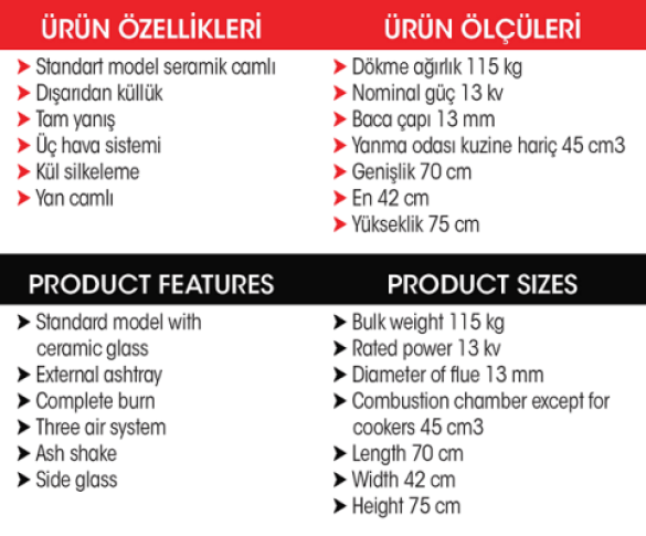 Kare Plazma Üç Camlı Döküm Şömine Soba - 8
