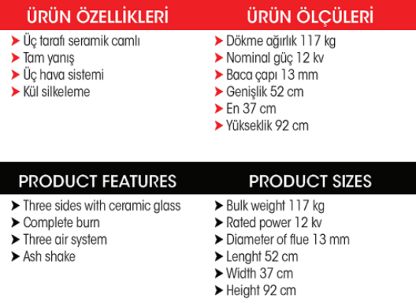 Küçük Döküm Şömine Soba Kuzine Fırınlı 3 Camlı (Kopya) - 4